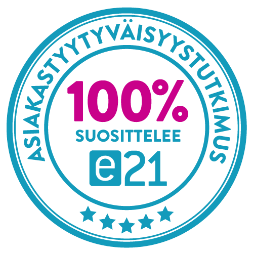 e21 Asiakastyytyväisyys leima 100%